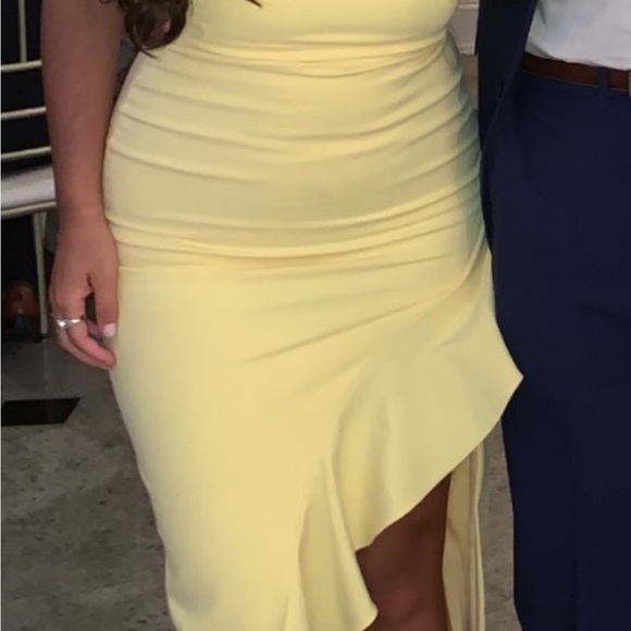 Likely Carissa Yellow Ruffle Slit Gown - Picture 2 of 4